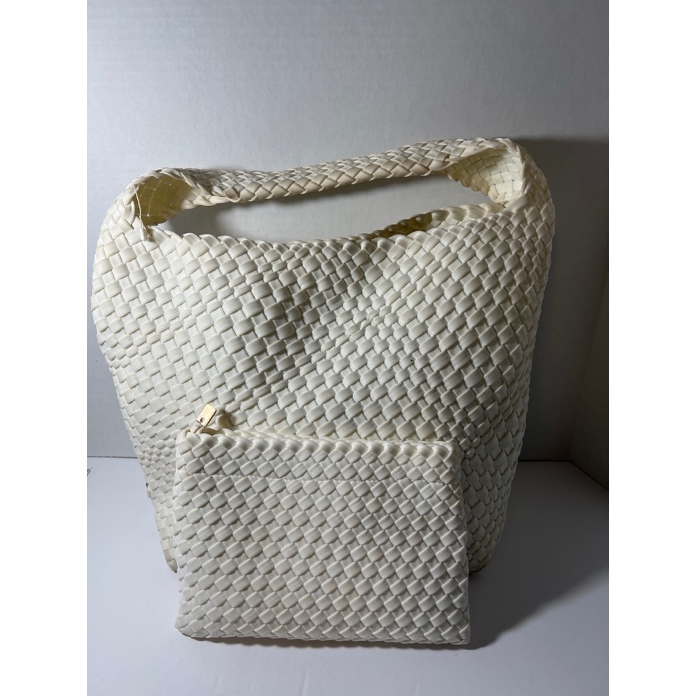 Ah.dorned Elegant Cream Woven Tote Bag